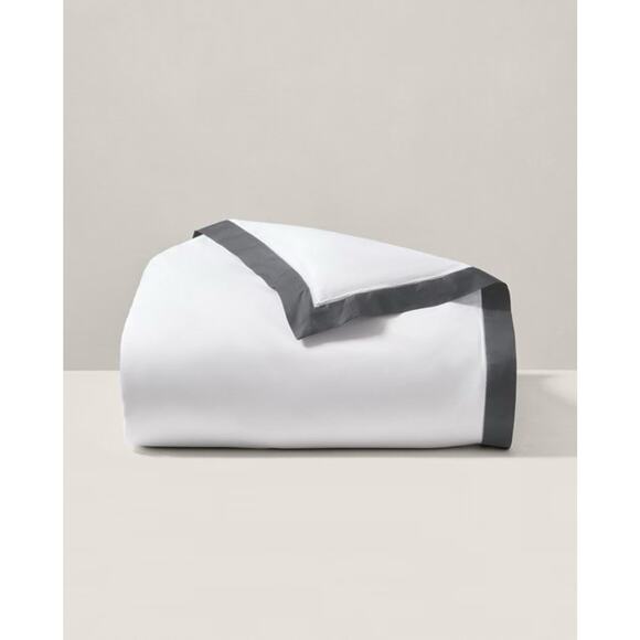 Ralph Lauren RL Organic Sateen Border King Duvet Cover $470 Graphite NWT - Picture 1 of 8